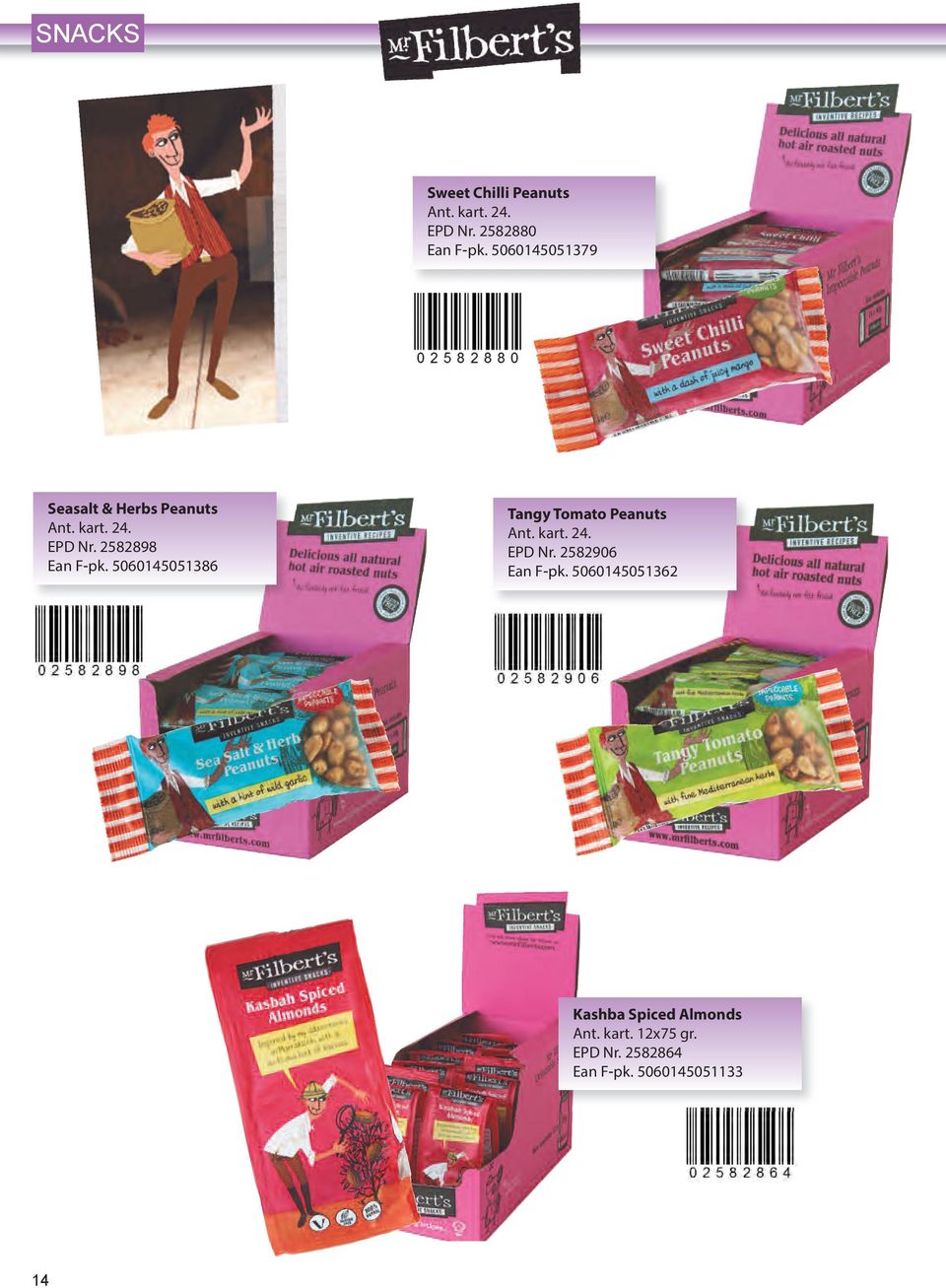 5060145051386 Tangy Tomato Peanuts Ant. kart. 24. EPD Nr. 2582906 Ean F-pk.