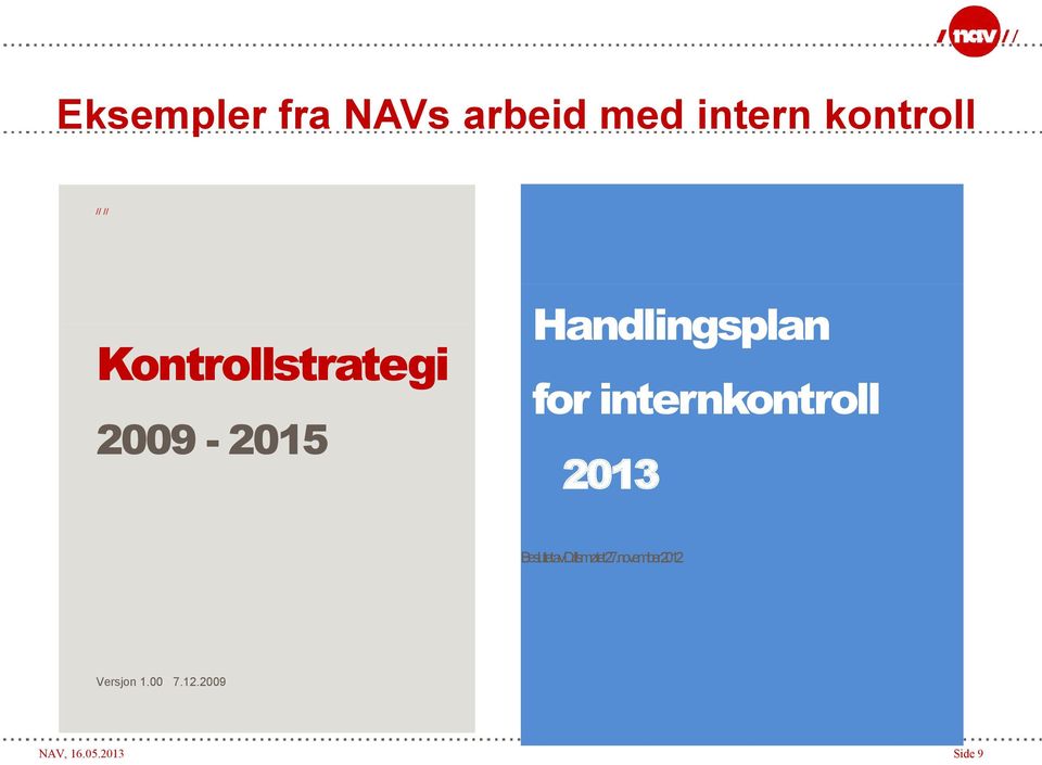 internkontroll 2013 Beslutet av Driftsmøtet 27.