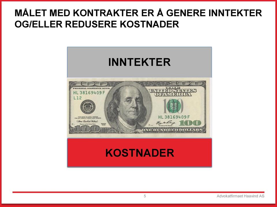 REDUSERE KOSTNADER INNTEKTER