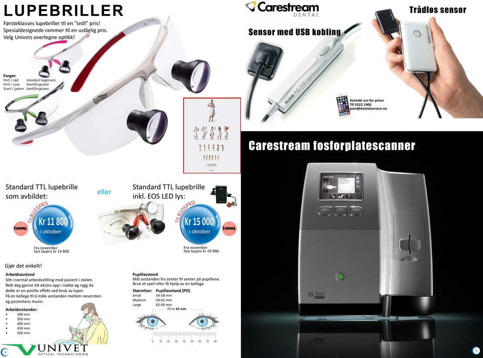 no Carestream fosforplatescanner Standard TTL lupebrille som avbildet: Kr 11 800 TILBUDSPRIS i oktober eller Standard TTL lupebrille inkl.