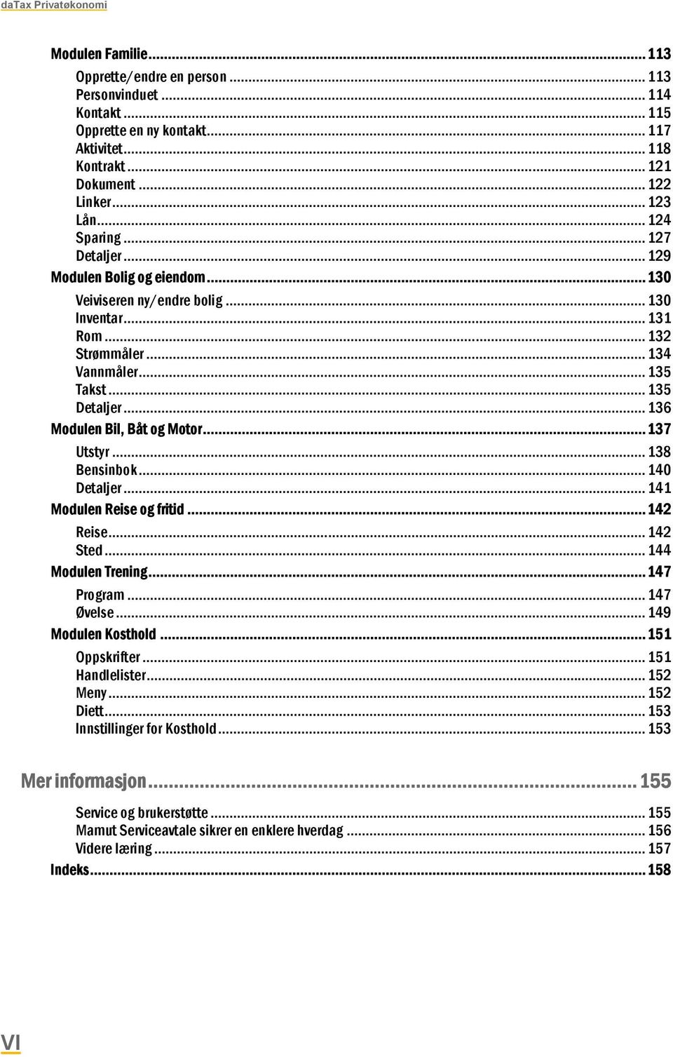 .. 136 Modulen Bil, Båt og Motor... 137 Utstyr... 138 Bensinbok... 140 Detaljer... 141 Modulen Reise og fritid... 142 Reise... 142 Sted... 144 Modulen Trening... 147 Program... 147 Øvelse.