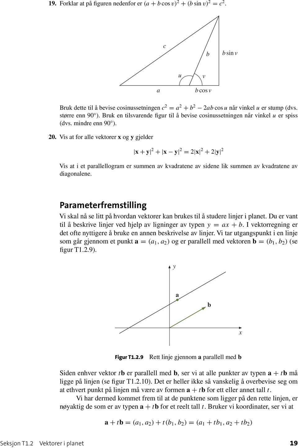 Vis t for lle vektorer x og y gjelder x + y 2 + x y 2 = 2 x 2 + 2 y 2 Vis t i et prllellogrm er summen v kvdrtene v sidene lik summen v kvdrtene v digonlene.