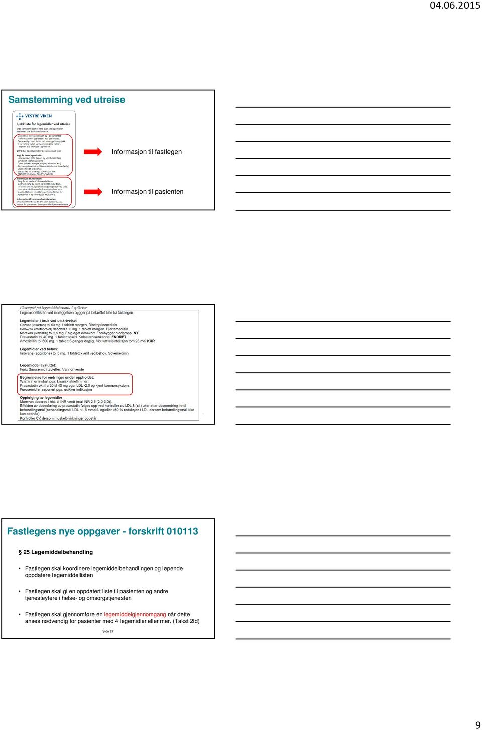 Fastlegen skal gi en oppdatert liste til pasienten og andre tjenesteytere i helse- og omsorgstjenesten Fastlegen skal