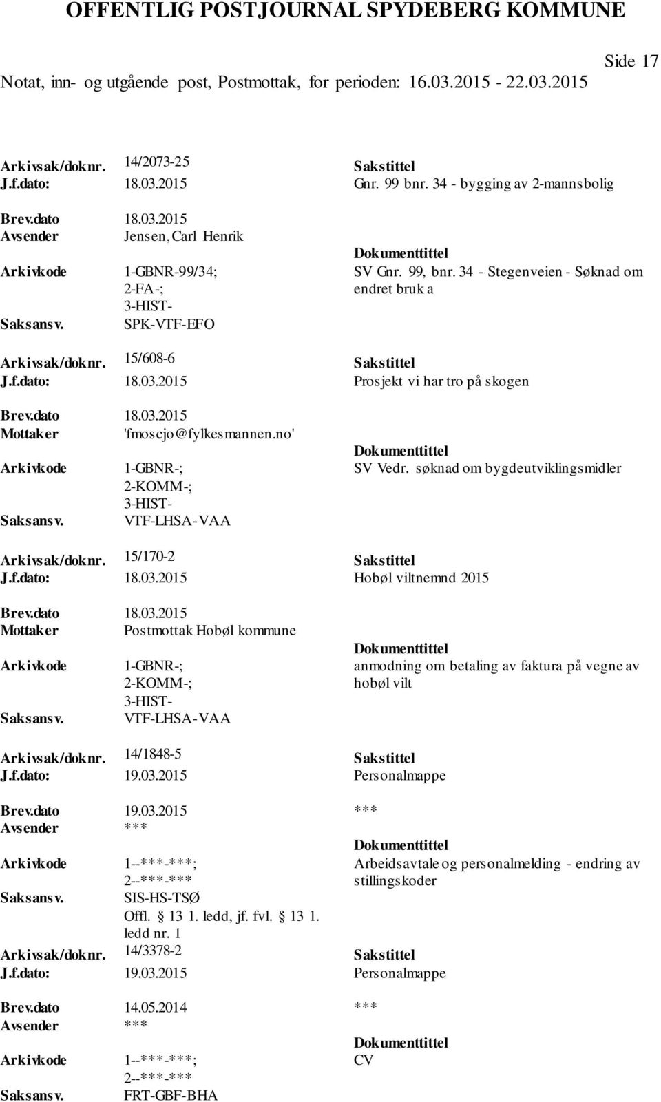 no' 1-GBNR-; 2-KOMM-; VTF-LHSA-VAA SV Vedr. søknad om bygdeutviklingsmidler Arkivsak/doknr. 15/170-2 Sakstittel J.f.dato: 18.03.