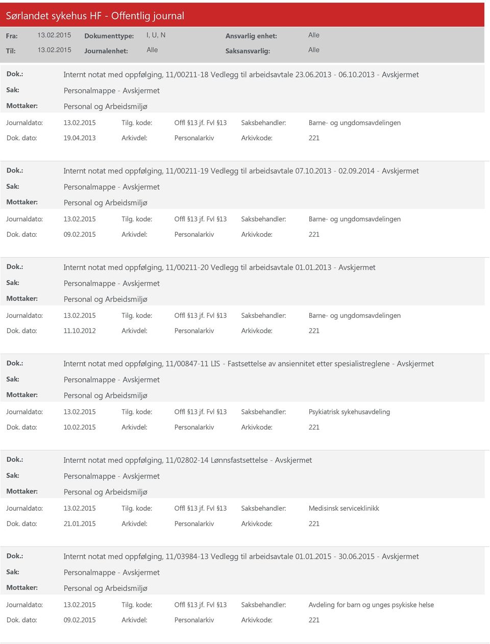 01.2013 - Personalmappe - Barne- og ungdomsavdelingen 11.10.