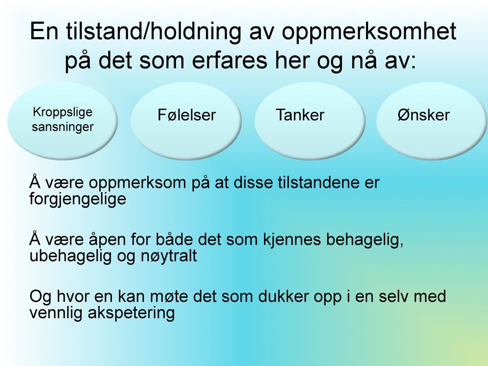 tilstandene er forgjengelige Å være åpen for både det som kjennes behagelig,