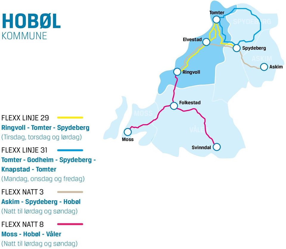 Knapstad - Tomter (Mandag, onsdag og fredag) FLEXX NATT 3 Askim - Spydeberg - Hobøl (Natt til