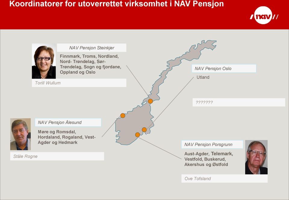 Steinkjer Torill Wullum Finnmark, Troms, Nordland, Nord- Trøndelag, Sør- Trøndelag, Sogn og fjordane, Oppland og Oslo NAV