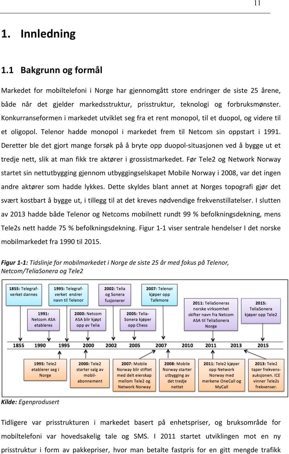 Konkurranseformen i markedet utviklet seg fra et rent monopol, til et duopol, og videre til et oligopol. Telenor hadde monopol i markedet frem til Netcom sin oppstart i 1991.