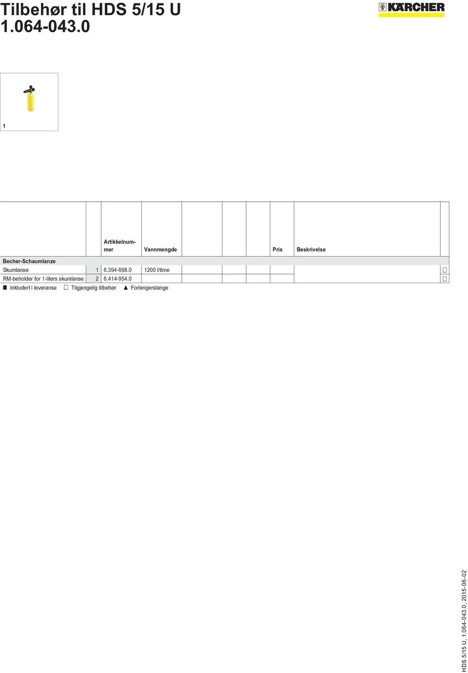 0 1200 l/time RM-beholder for 1-liters skumlanse