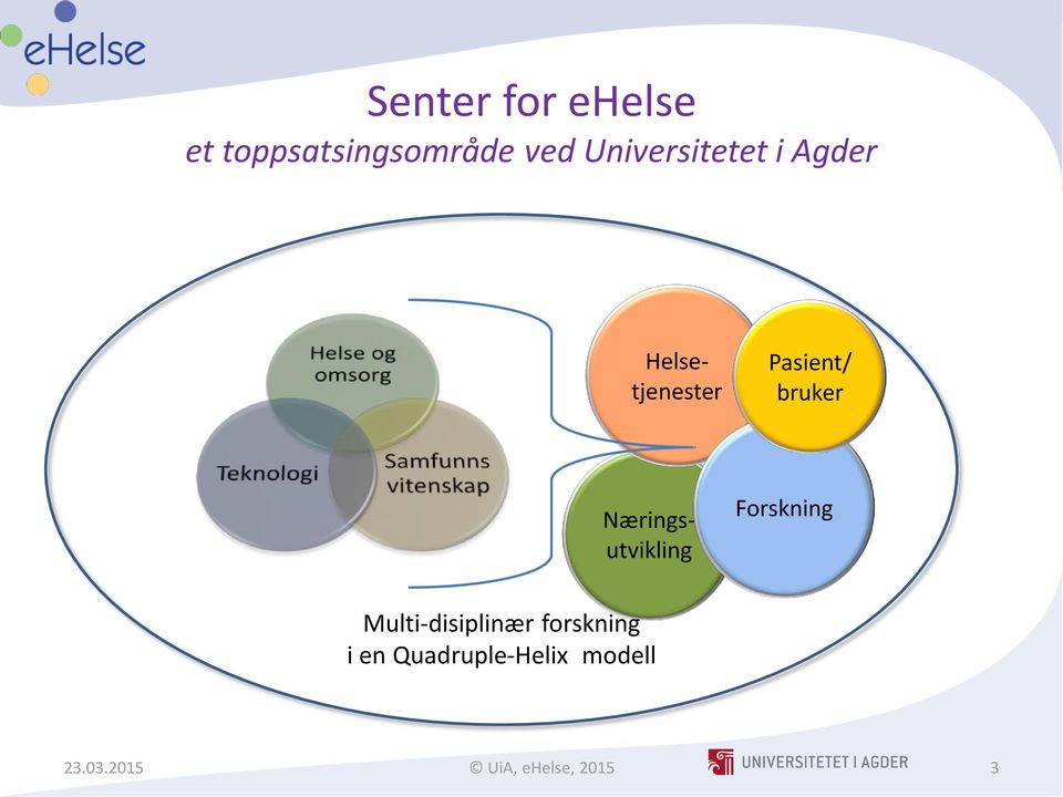 Helsetjenester Pasient/ bruker Forskning