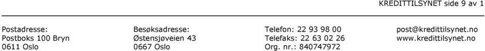 no Postboks 100 Bryn Østensjøveien 43 Telefaks: 22 63