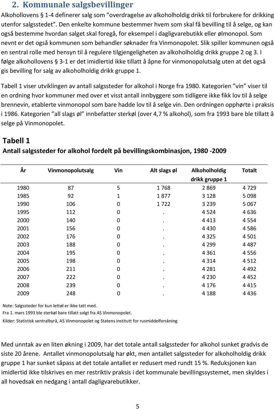 Som nevnt er det også kommunen som behandler søknader fra Vinmonopolet. Slik spiller kommunen også en sentral rolle med hensyn til å regulere tilgjengeligheten av alkoholholdig drikk gruppe 2 og 3.