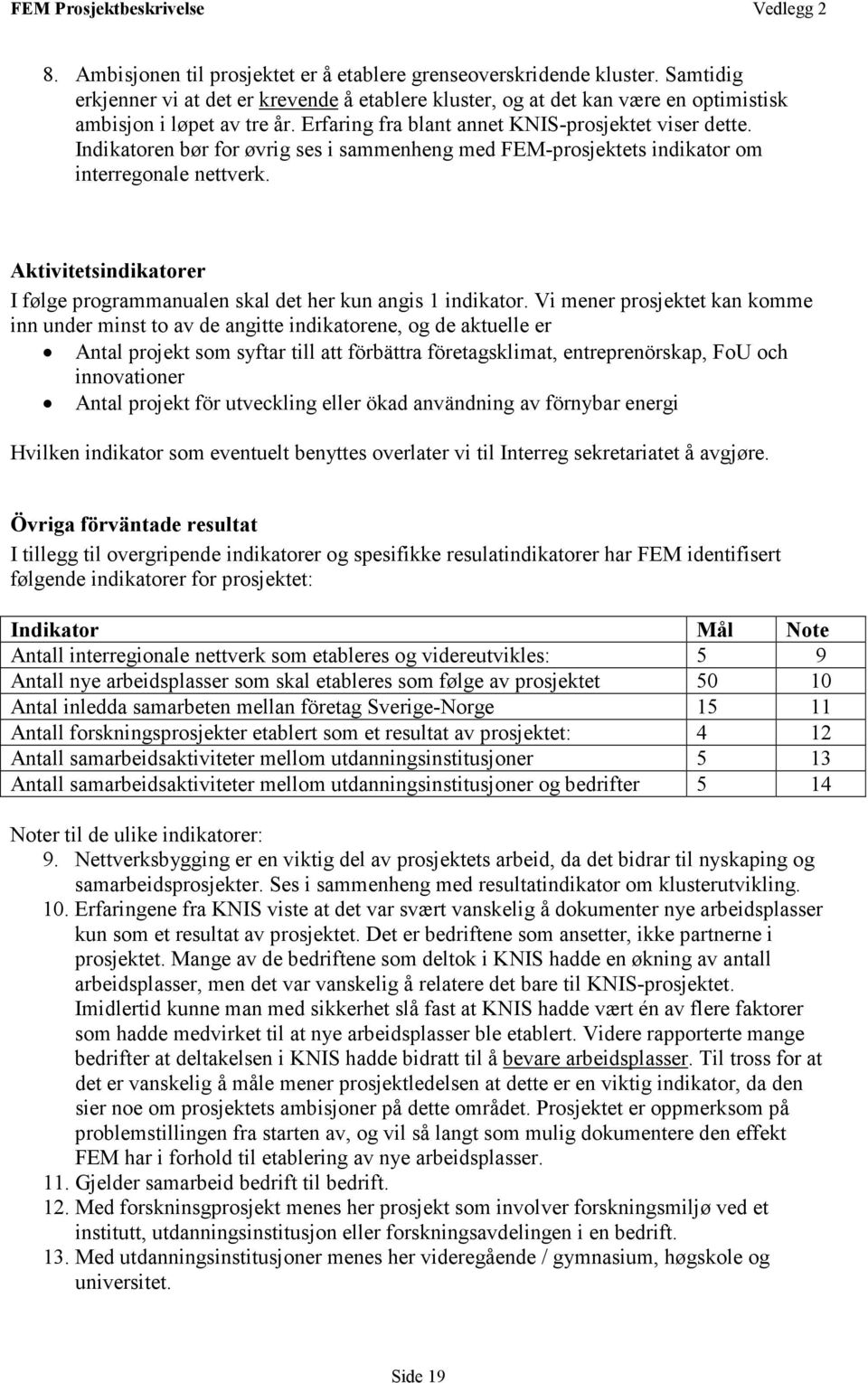 Aktivitetsindikatorer I følge programmanualen skal det her kun angis 1 indikator.