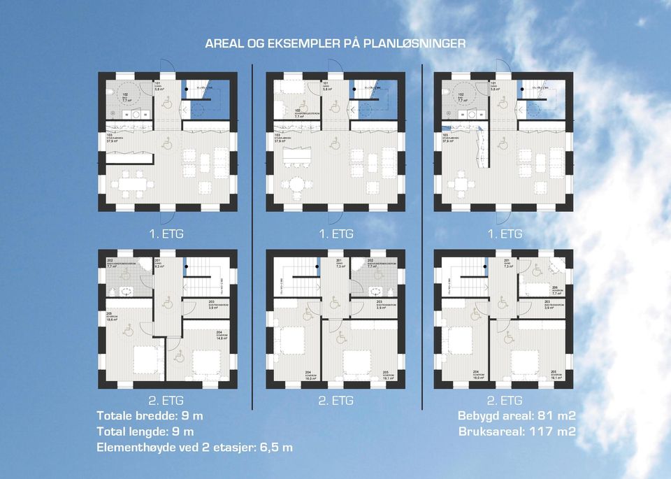KONTOR 5,5 m² 203 BOD/TEKNISKROM 3,9 m² 204 11,8 m² 1. ETG 1.