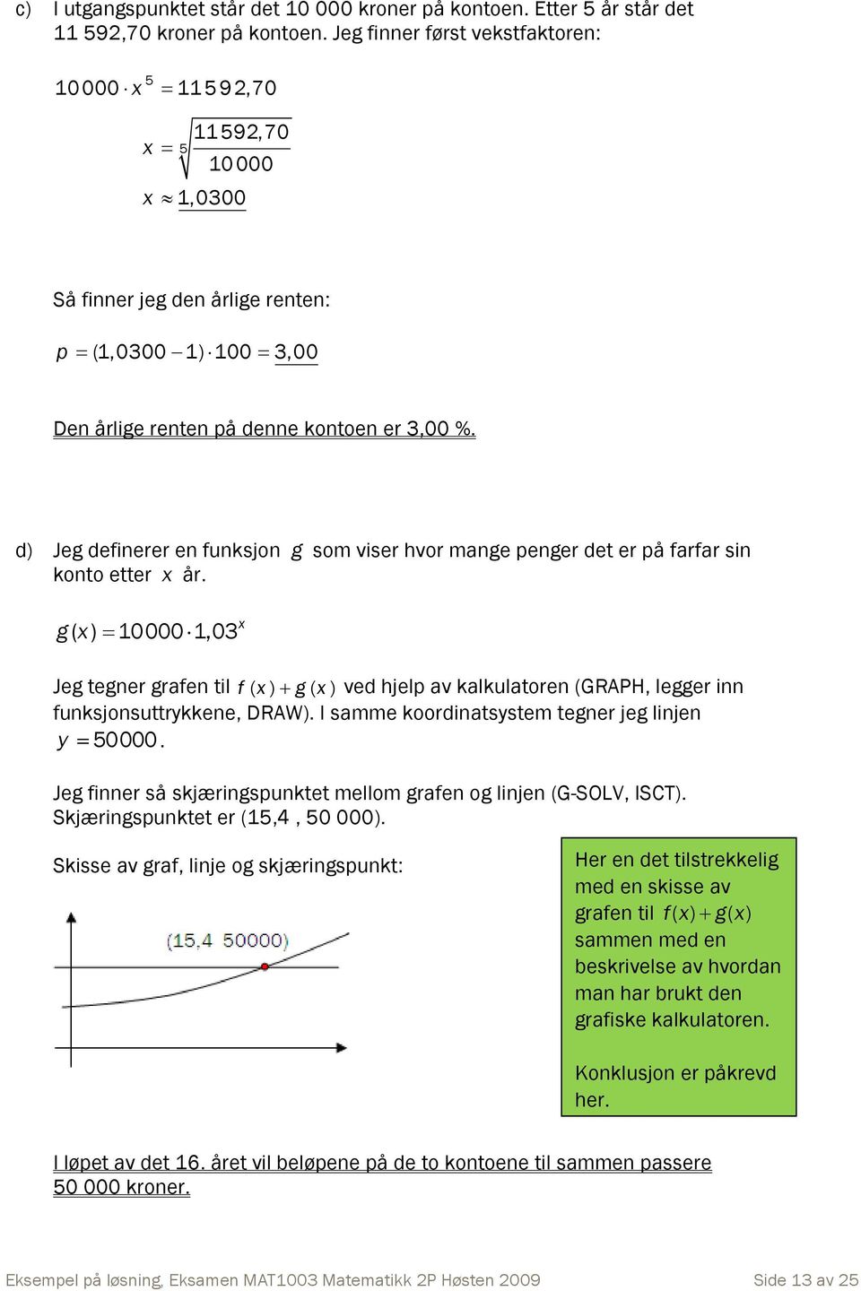 d) Jeg definerer en funksjon g som viser hvor mange penger det er på farfar sin konto etter x år.