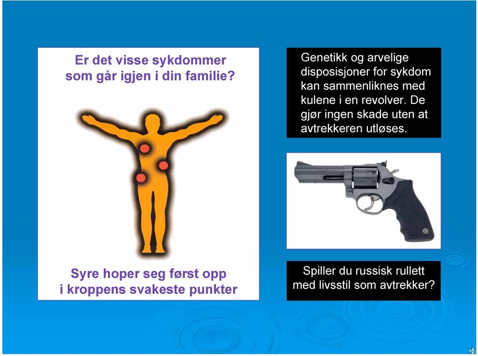 revolver. De gjør ingen skade uten at avtrekkeren utløses.