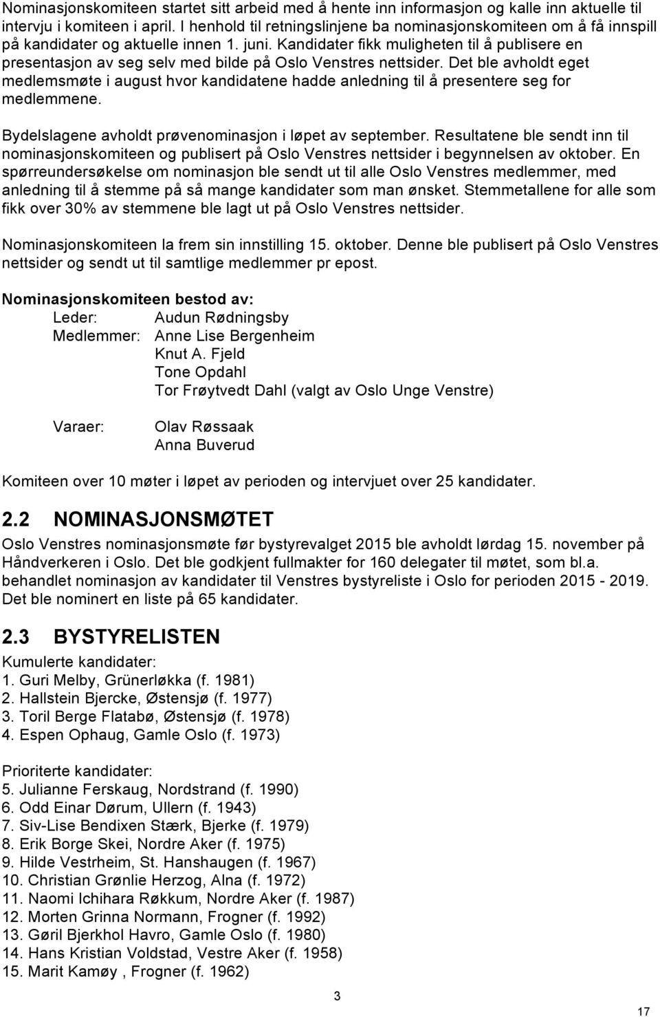 Kandidater fikk muligheten til å publisere en presentasjon av seg selv med bilde på Oslo Venstres nettsider.