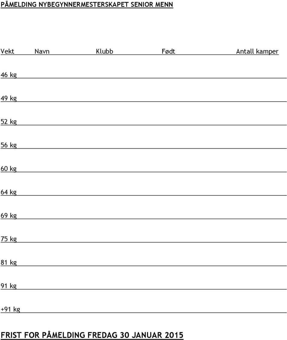 kg 81 kg 91 kg +91 kg FRIST FOR