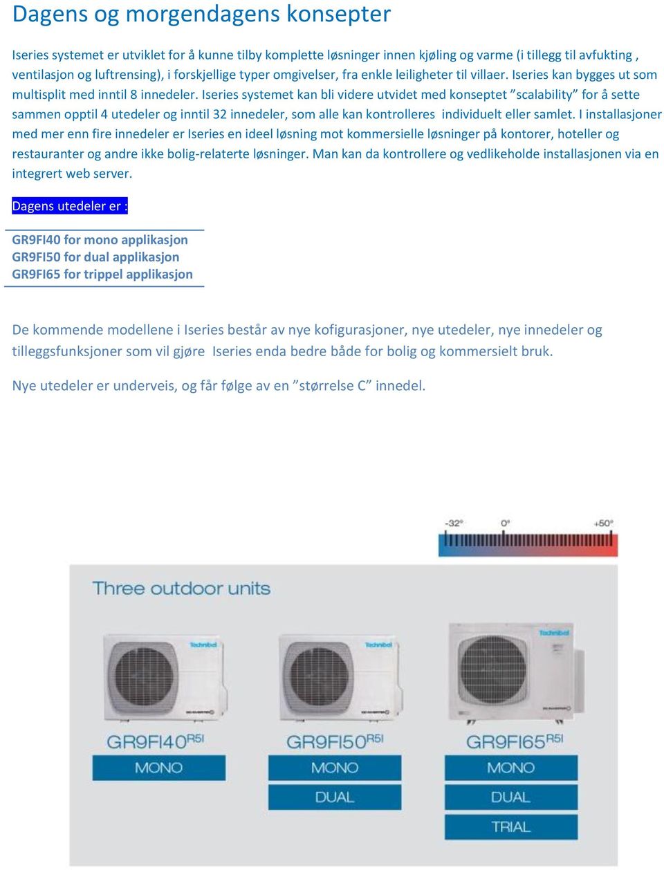 Iseries systemet kan bli videre utvidet med konseptet scalability for å sette sammen opptil 4 utedeler og inntil 32 innedeler, som alle kan kontrolleres individuelt eller samlet.