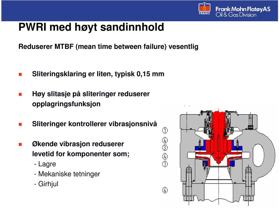 reduserer opplagringsfunksjon Sliteringer kontrollerer vibrasjonsnivå Økende