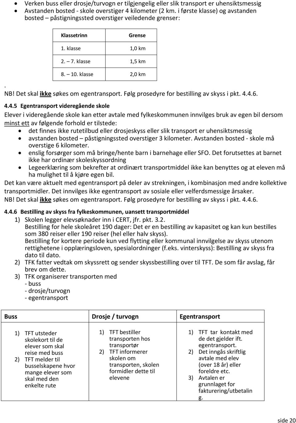 Det skal ikke søkes om egentransport. Følg prosedyre for bestilling av skyss i pkt. 4.