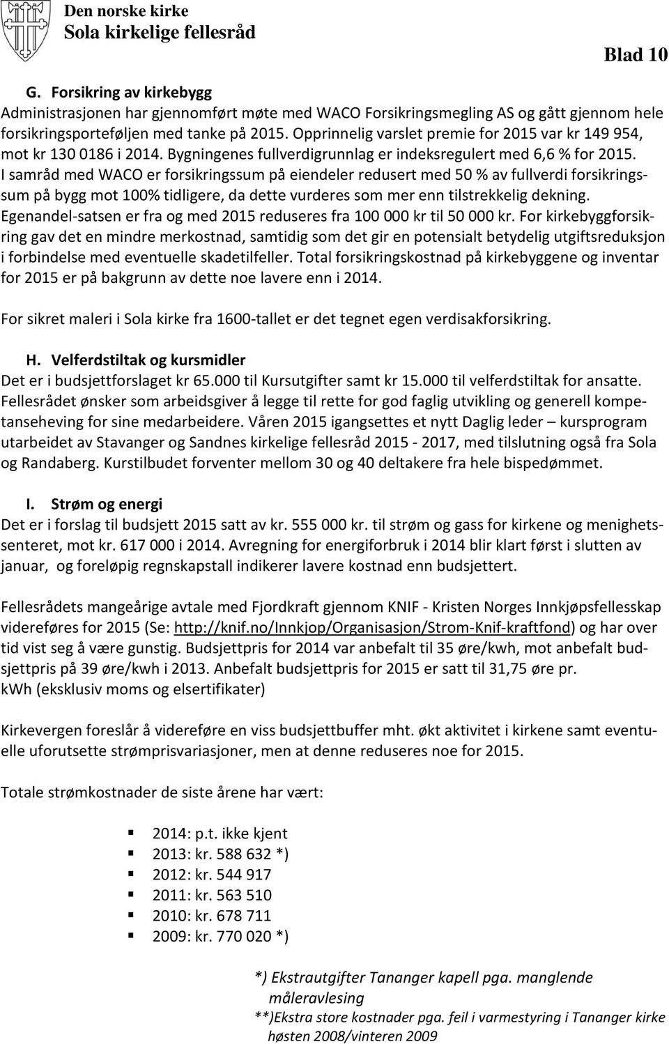 Opprinnelig varslet premie for 2015 var kr 149 954, mot kr 130 0186 i 2014. Bygningenes fullverdigrunnlag er indeksregulert med 6,6 % for 2015.