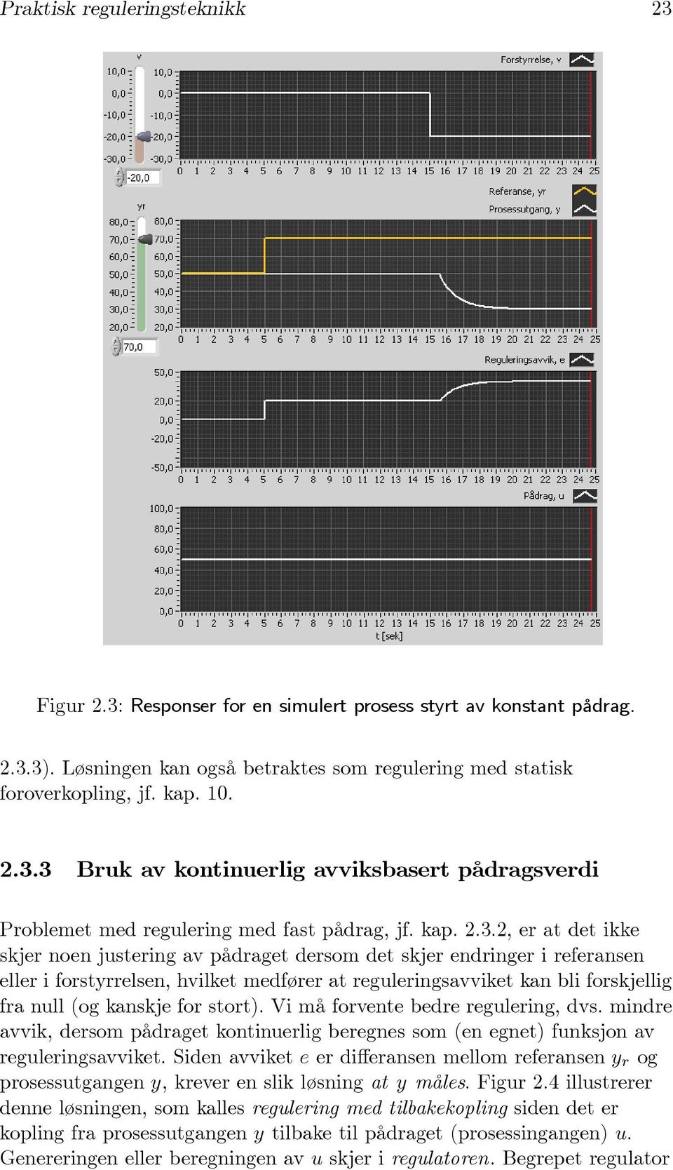 2, er at det ikke skjer noen justering av pådraget dersom det skjer endringer i referansen eller i forstyrrelsen, hvilket medfører at reguleringsavviket kan bli forskjellig fra null (og kanskje for