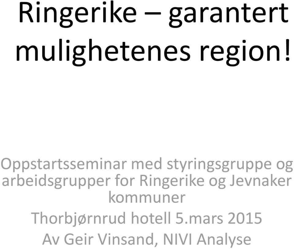 arbeidsgrupper for Ringerike og Jevnaker