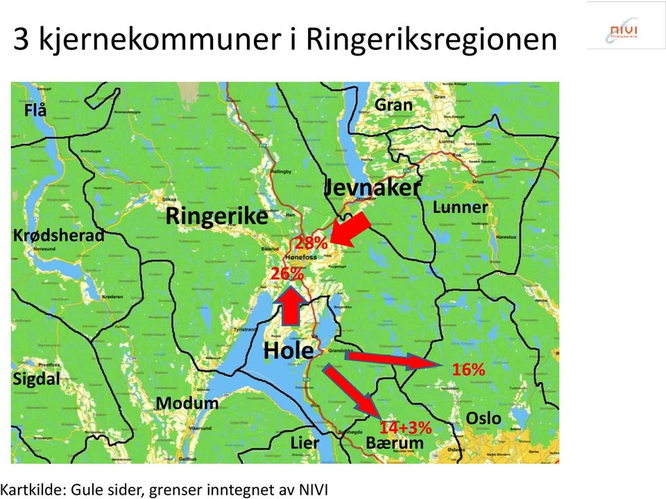 Sigdal Modum Lier 14+3% Bærum 16% Oslo