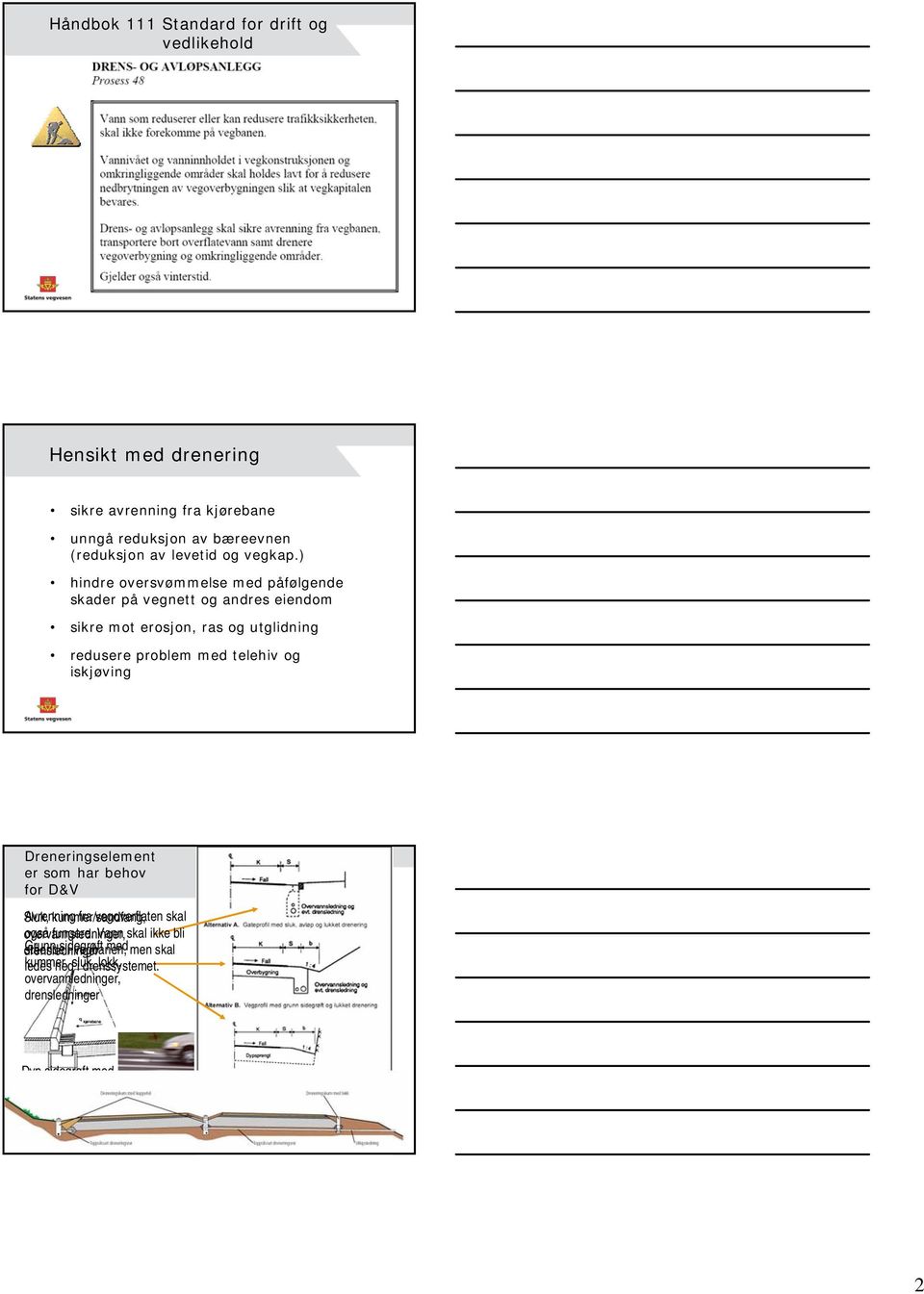 Dreneringselement er som har behov for D&V Sluk, Avrenning kummer/sandfang, fra vegoverflaten skal overvannsledninger, også fungere.