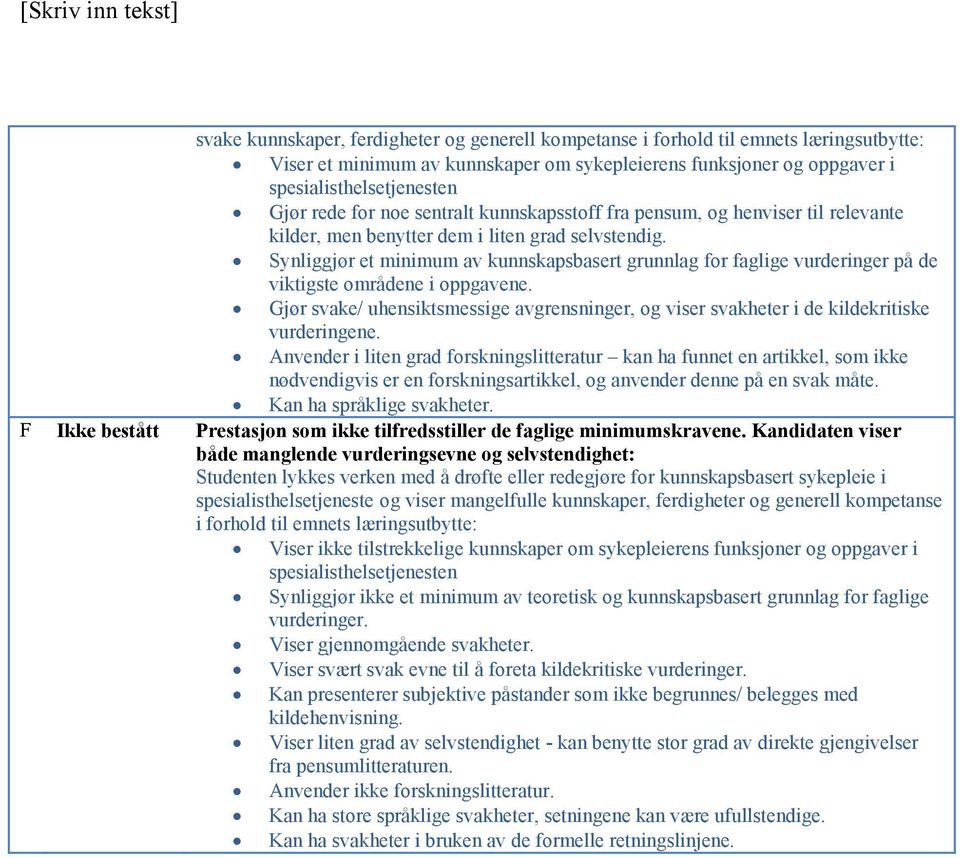 Synliggjør et minimum av kunnskapsbasert grunnlag for faglige vurderinger på de viktigste områdene i oppgavene.