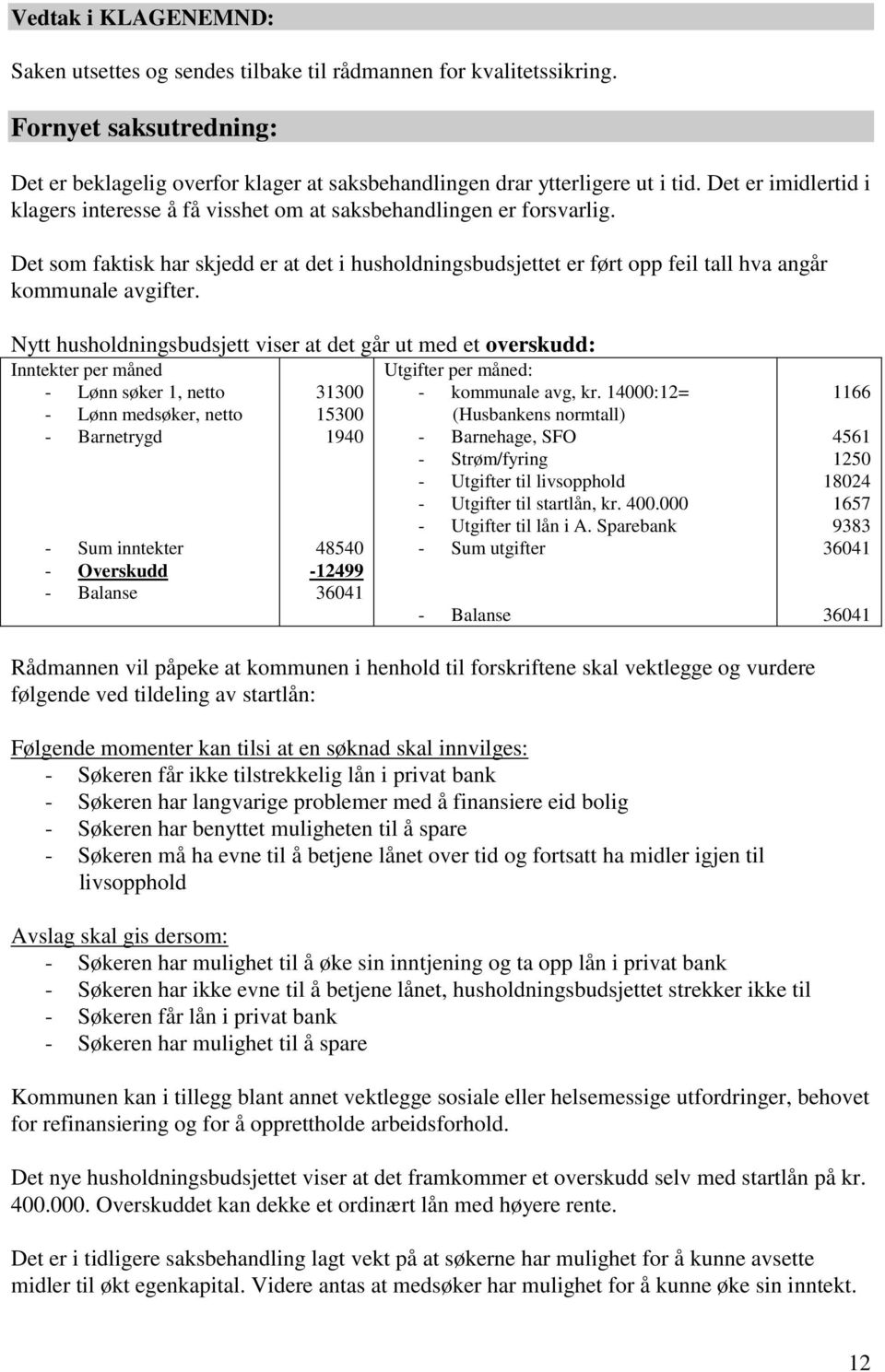 Det som faktisk har skjedd er at det i husholdningsbudsjettet er ført opp feil tall hva angår kommunale avgifter.