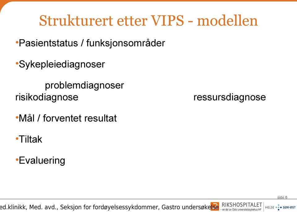 Sykepleiediagnoser problemdiagnoser