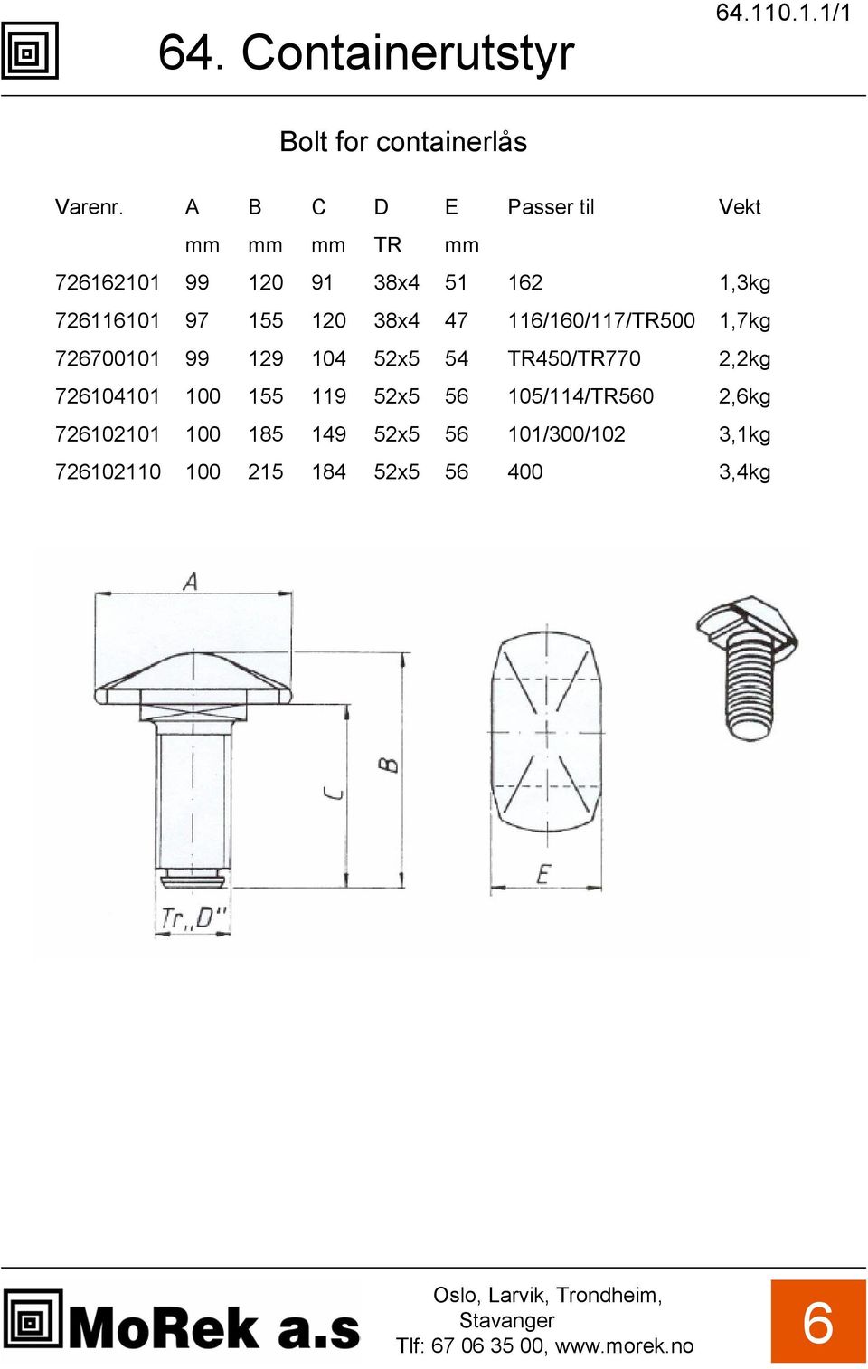 7211101 97 155 120 38x4 47 11/10/117/TR500 1,7kg 72700101 99 129 104 52x5 54 TR450/TR770