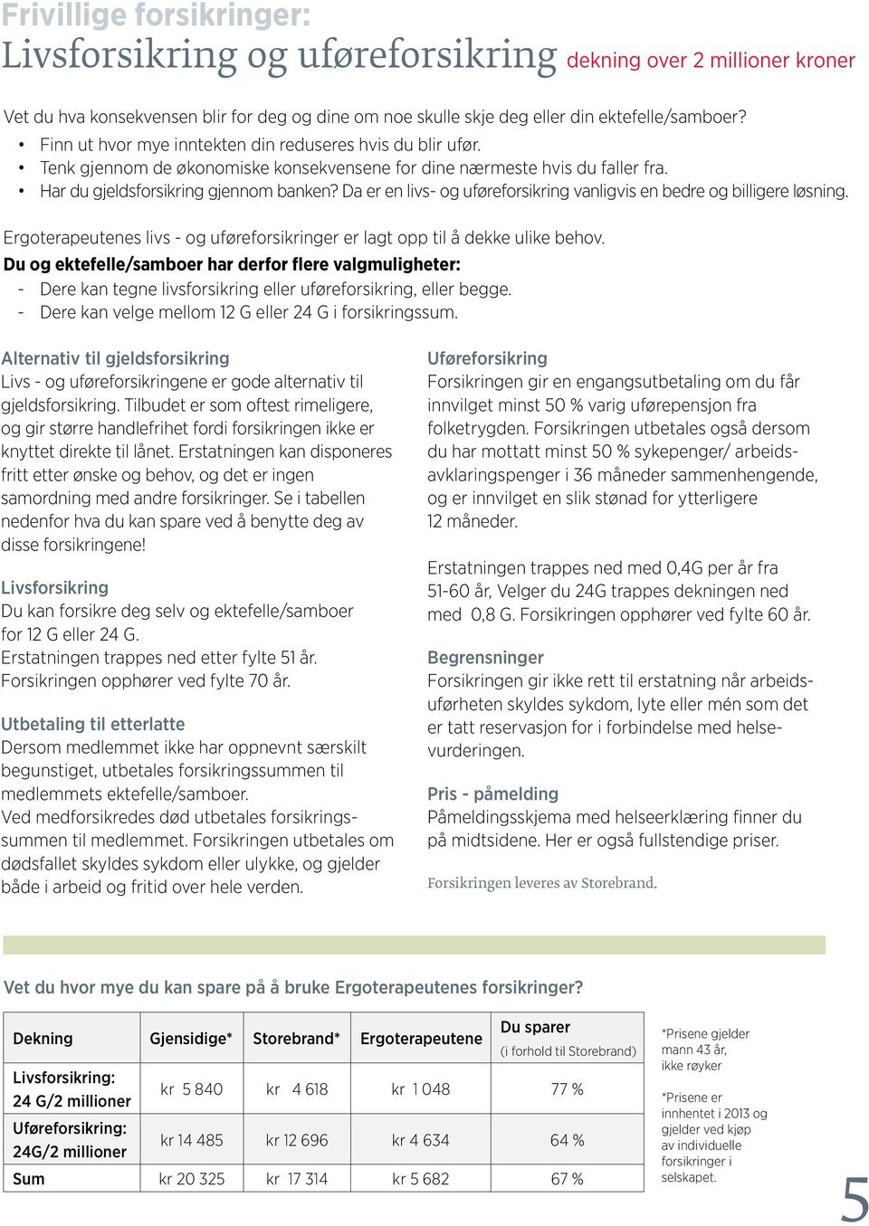 Da er en livs- og uføreforsikring vanligvis en bedre og billigere løsning. Ergoterapeutenes livs - og uføreforsikringer er lagt opp til å dekke ulike behov.