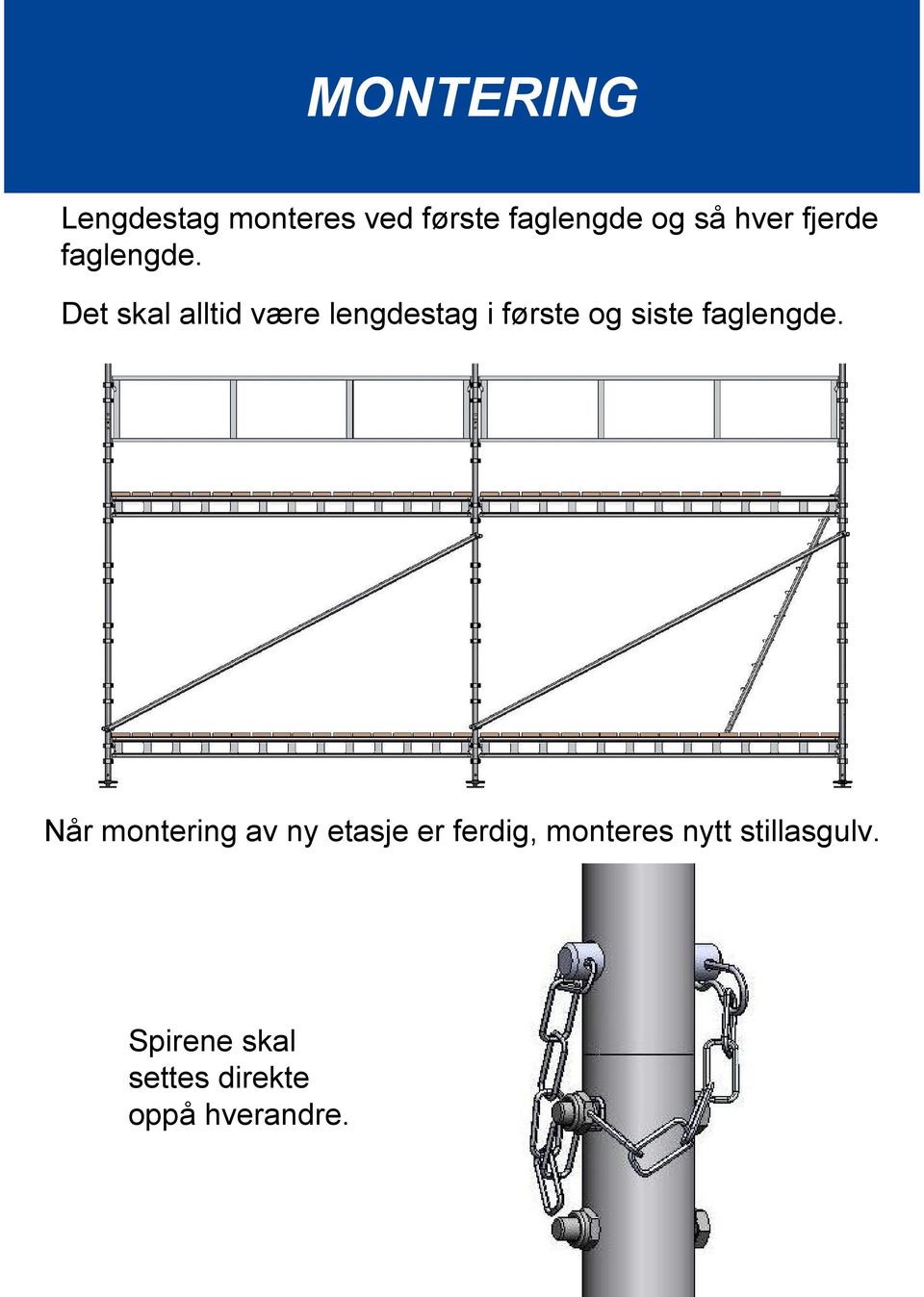 Det skal alltid være lengdestag i første og siste faglengde.