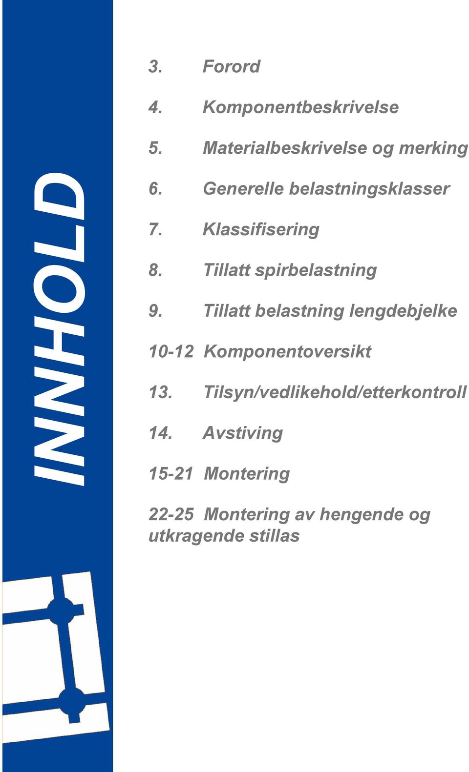 Tillatt belastning lengdebjelke 10-12 Komponentoversikt 13.