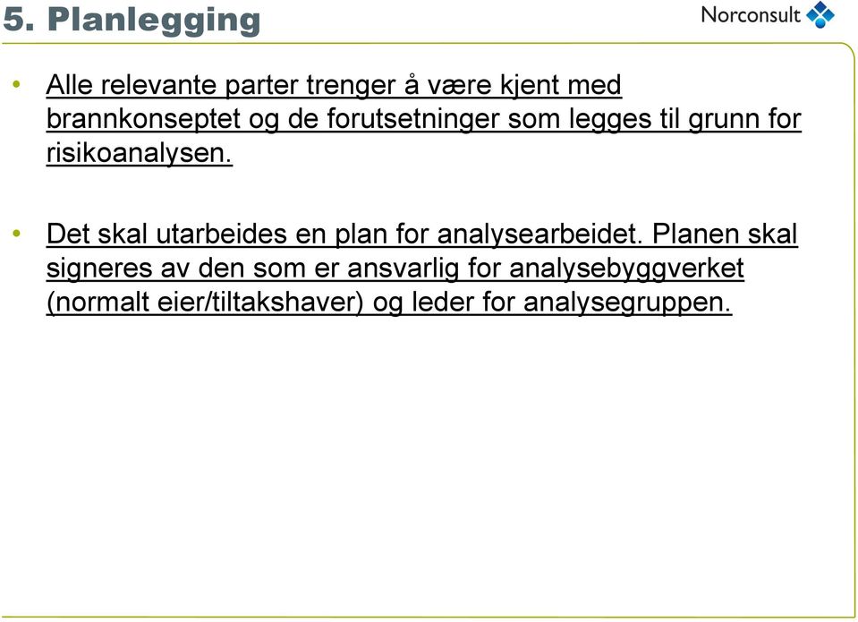 Det skal utarbeides en plan for analysearbeidet.