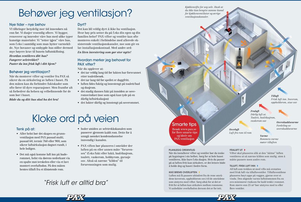 Vi tetter igjen våre hus, som f.eks i samtidig som man bytter varmekilde. Nye bovaner og ombygde hus stiller dermed mye høyere krav til husets luftutskiftning. Hvordan ventileres ditt hus?