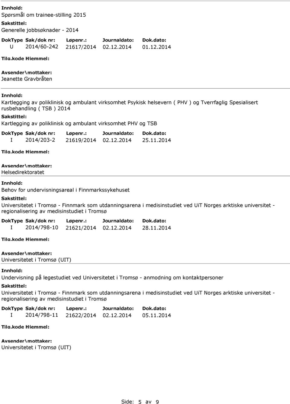 2014 Helsedirektoratet nnhold: Behov for undervisningsareal i Finnmarkssykehuset niversitetet i Tromsø - Finnmark som utdanningsarena i medisinstudiet ved it Norges arktiske universitet -