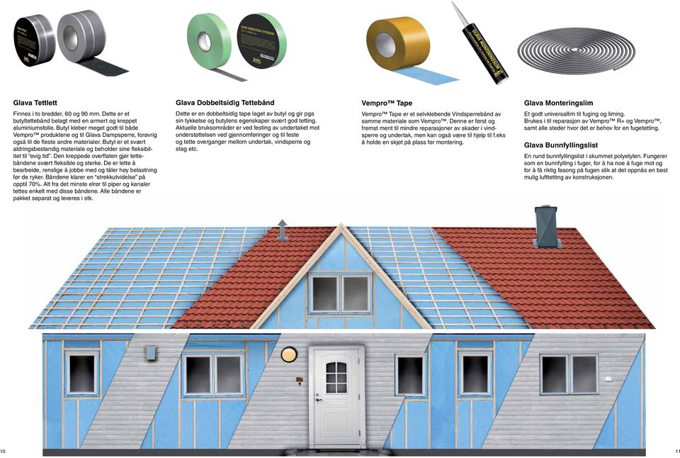 Butyl er et svært aldringsbestandig materiale og beholder sine fleksibilitet til evig tid. Den kreppede overflaten gjør tettebåndene svært fleksible og sterke.