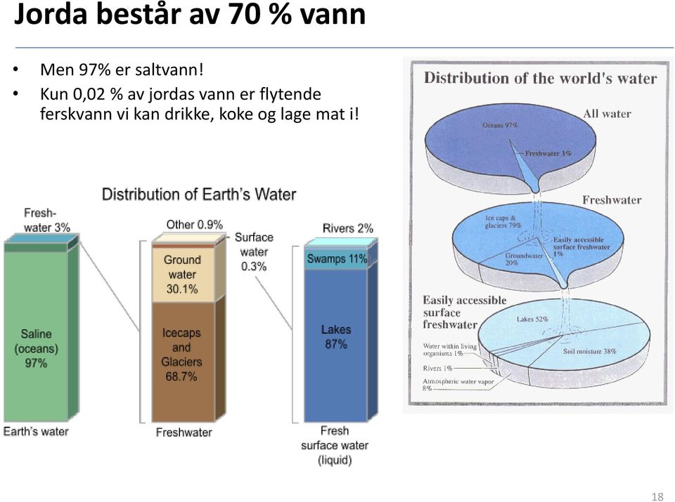 Kun 0,02 % av jordas vann er