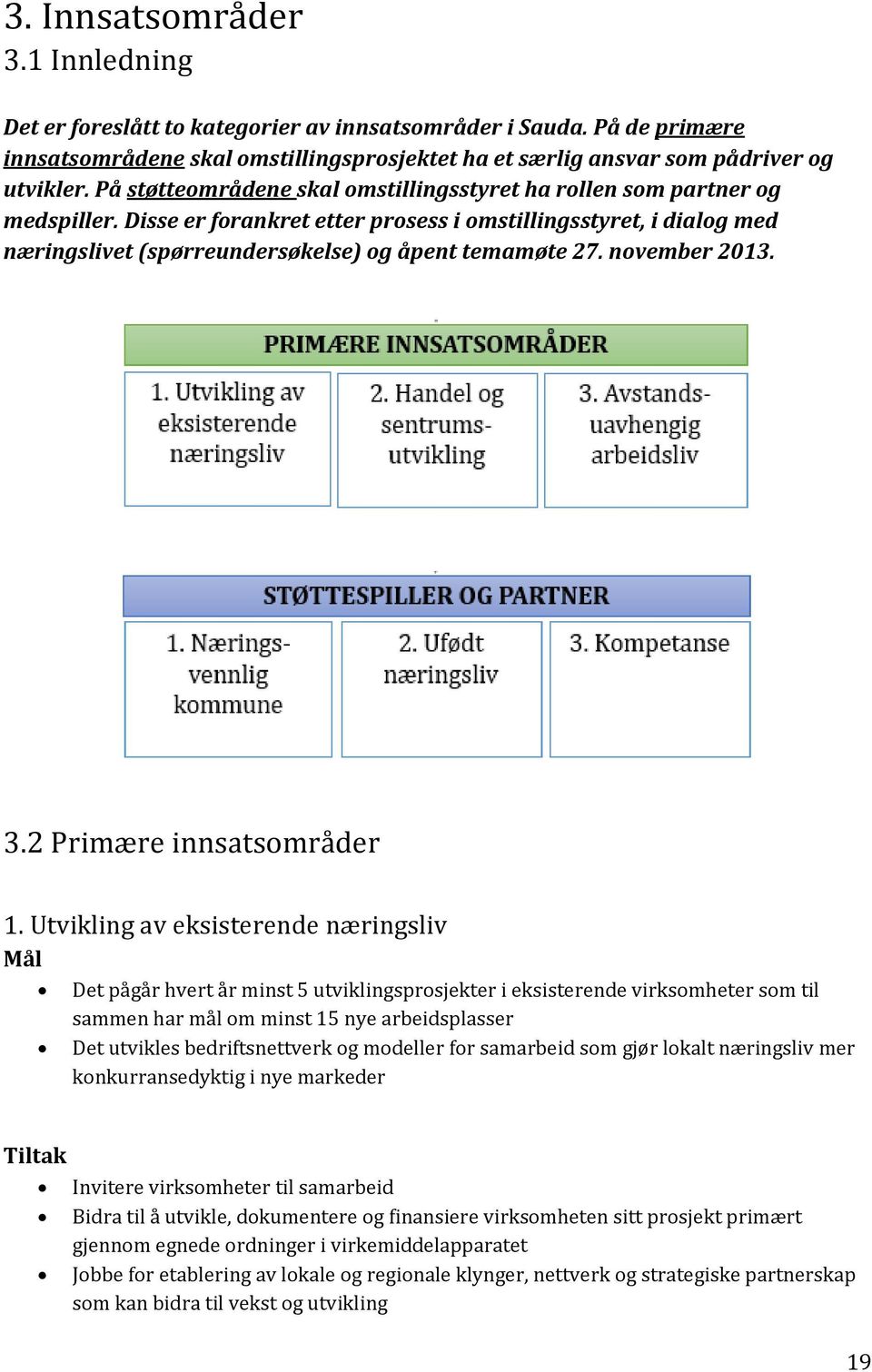 november 2013. 3.2 Primære innsatsområder 1.