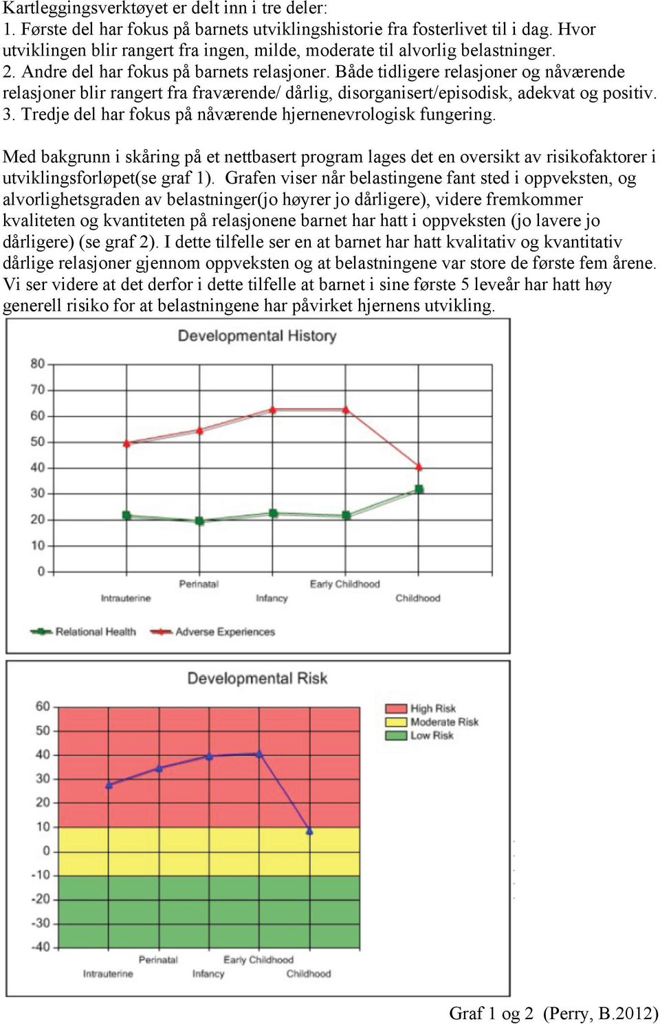 Både tidligere relasjoner og nåværende relasjoner blir rangert fra fraværende/ dårlig, disorganisert/episodisk, adekvat og positiv. 3. Tredje del har fokus på nåværende hjernenevrologisk fungering.