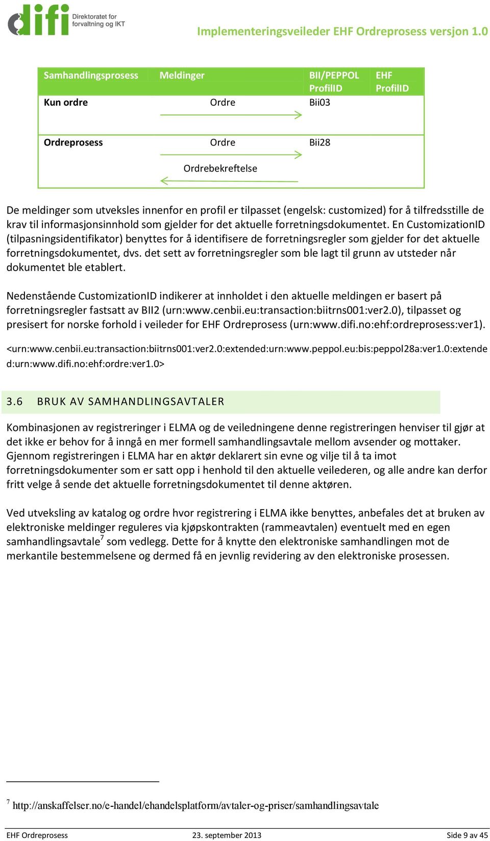 En CustomizationID (tilpasningsidentifikator) benyttes for å identifisere de forretningsregler som gjelder for det aktuelle forretningsdokumentet, dvs.