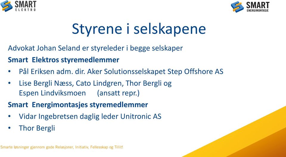 Aker Solutionsselskapet Step Offshore AS Lise Bergli Næss, Cato Lindgren, Thor Bergli