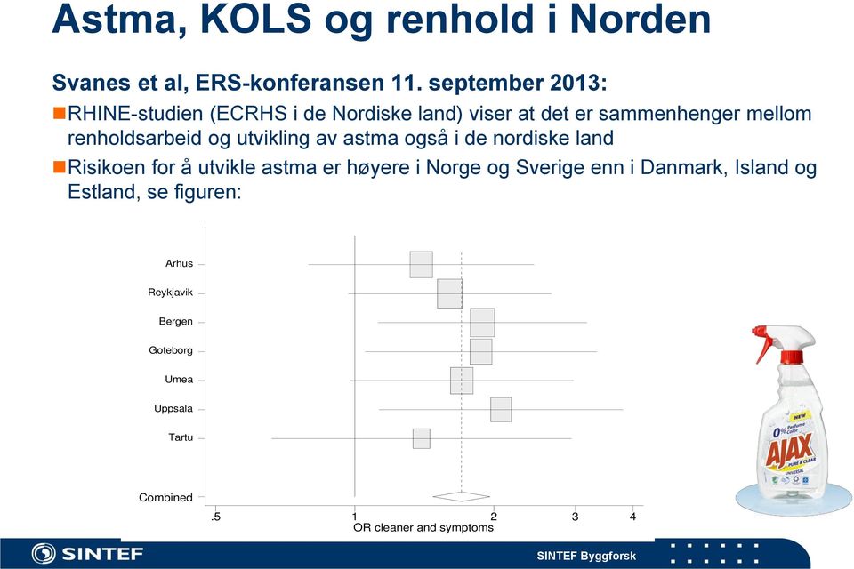 renholdsarbeid og utvikling av astma også i de nordiske land Risikoen for å utvikle astma er høyere i