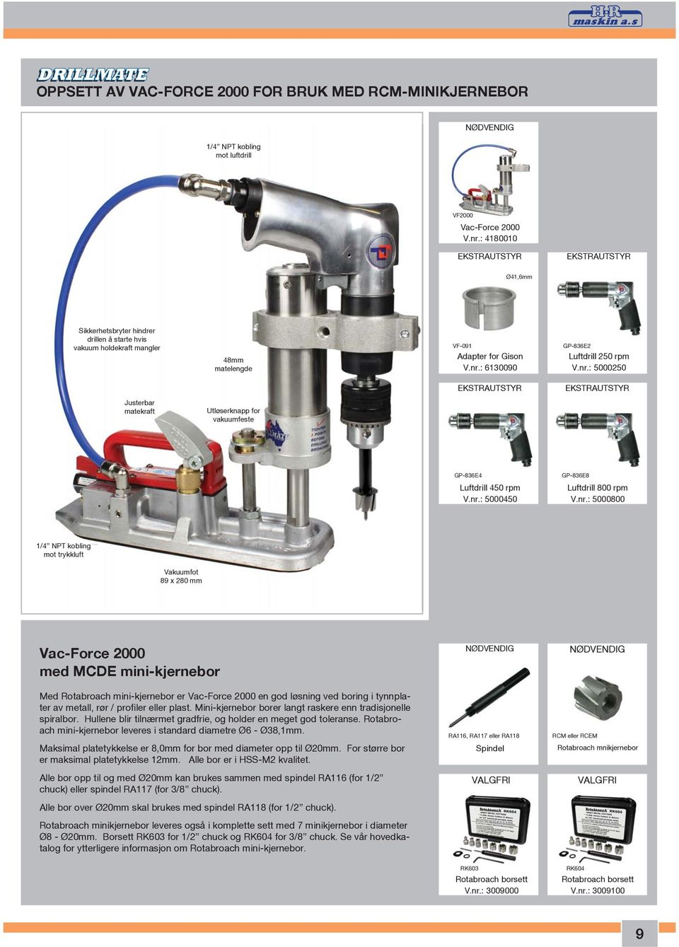 : 6130090 GP-836E2 Luftdrill 250 rpm V.nr.