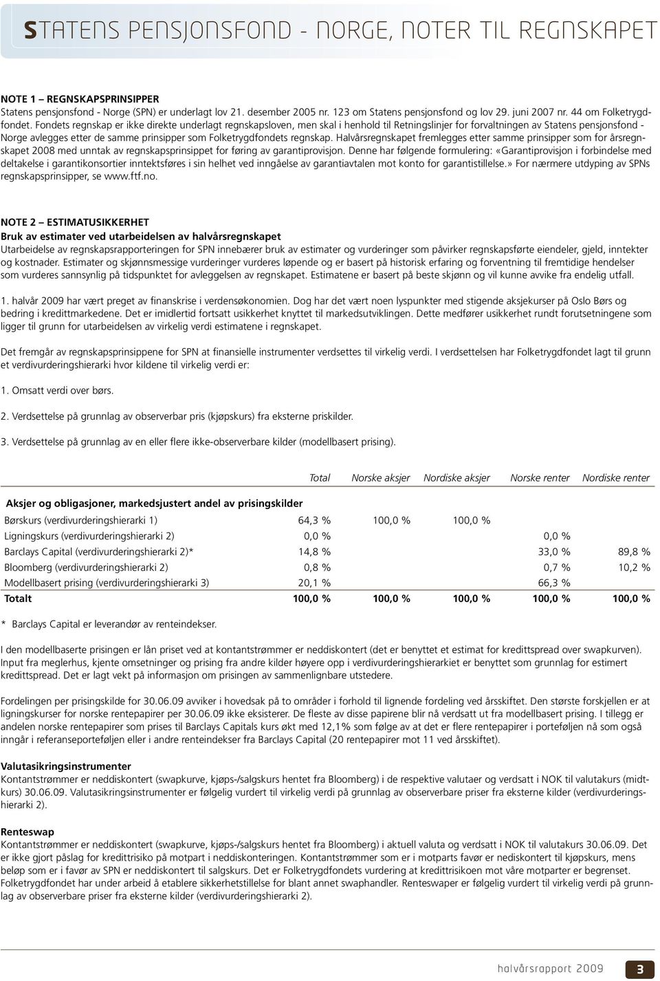 Fondets regnskap er ikke direkte underlagt regnskapsloven, men skal i henhold til Retningslinjer for forvaltningen av Statens pensjonsfond - Norge avlegges etter de samme prinsipper som